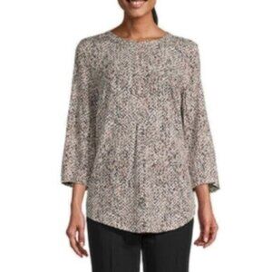 NWT Liz Claiborne Brown & Cream Animal Print  Business Casual Tunic Blouse XXL